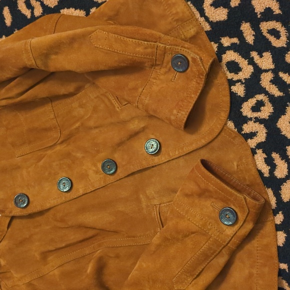 Talbots petite brown camo leather coat - Picture 5 of 9